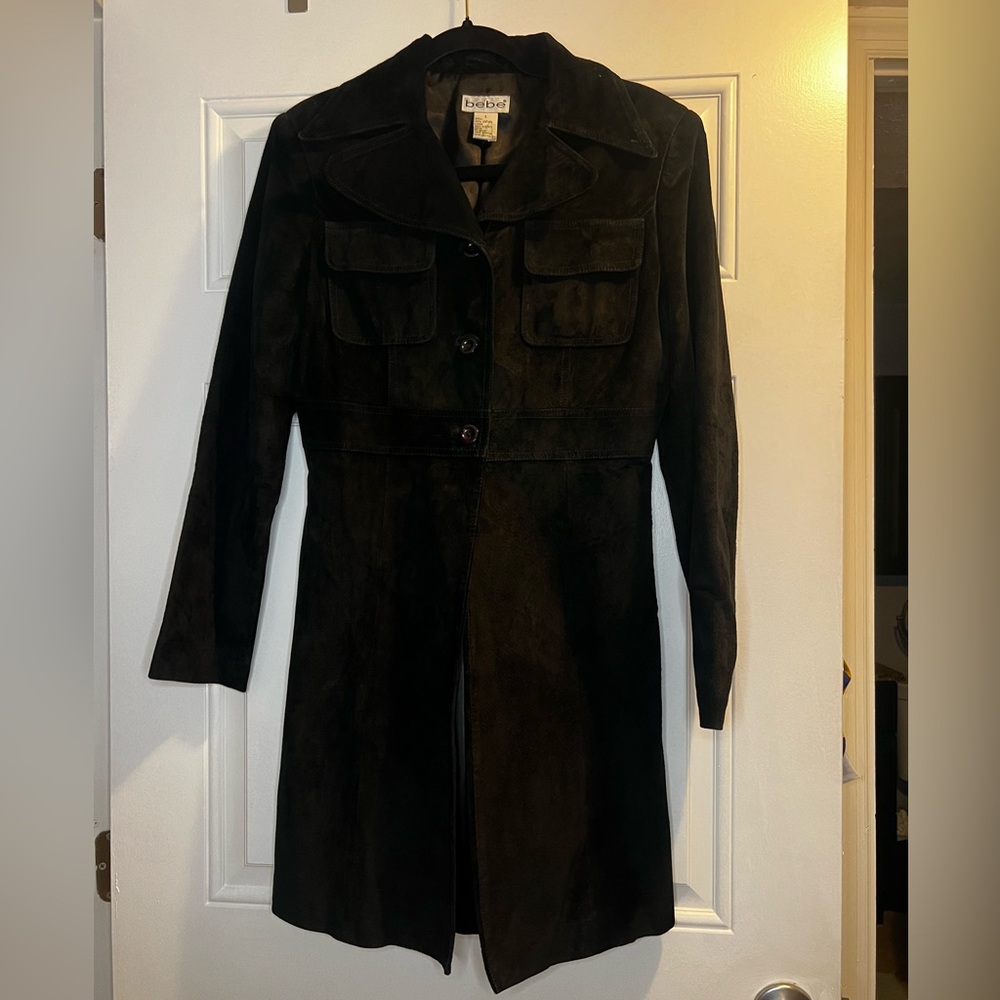 Vintage Bebe Black Suede Trench Coat